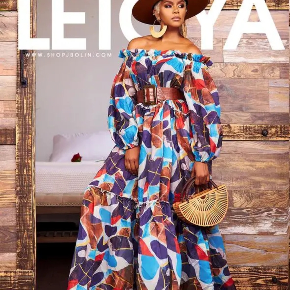 Colorful Off-Shoulder Maxi Dress